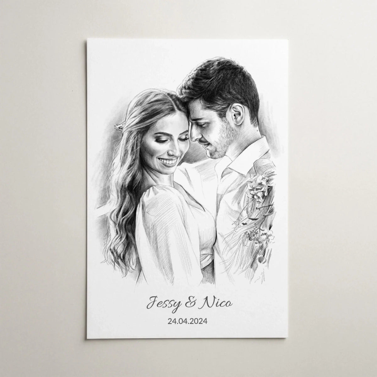 Paar- & Familienportrait im Bleistift-Stil - Poster