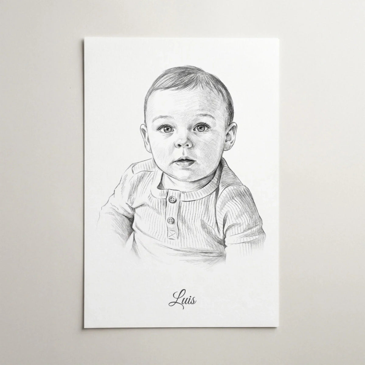 Babyportræt i blyant-stil efter dit foto - plakat