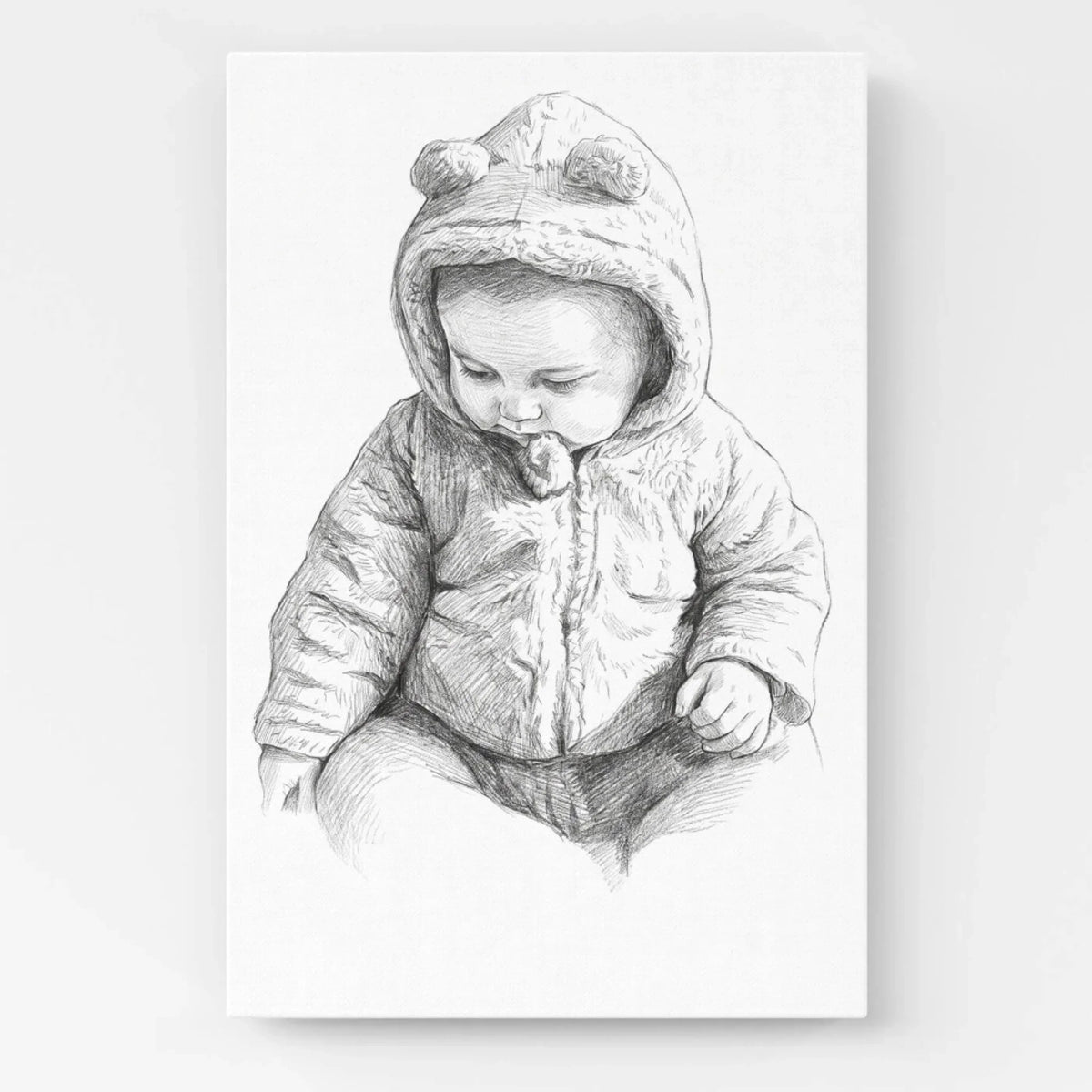 Babyportræt i blyant-stil efter dit foto - lærred