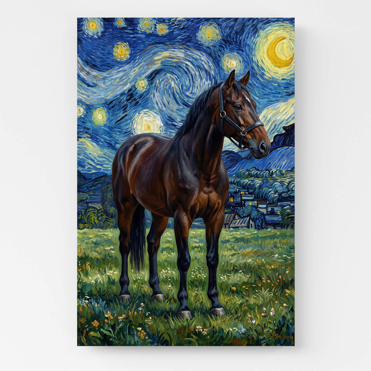 Hesteportræt i Van Gogh-stil efter dit foto - lærred