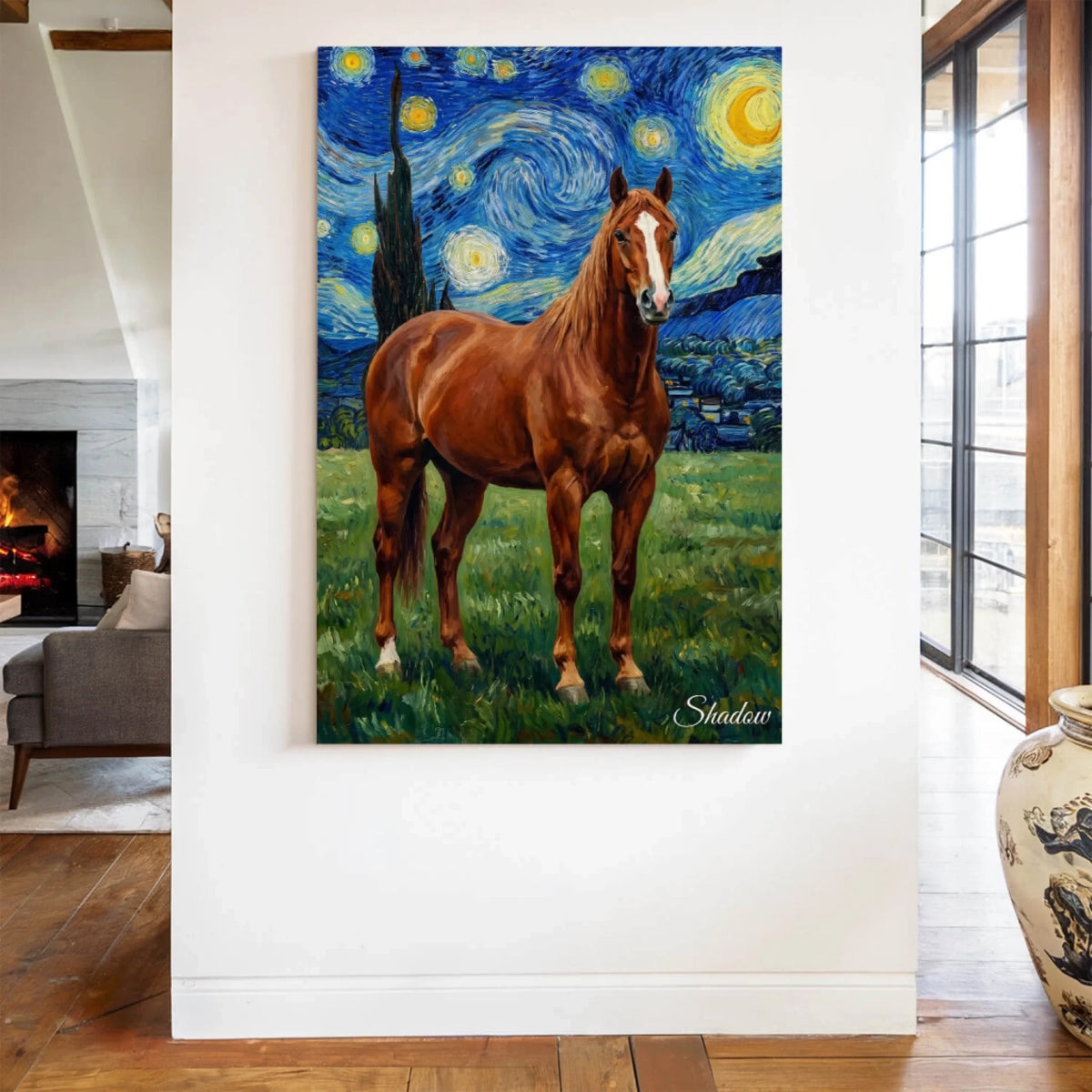 Hesteportræt i Van Gogh-stil efter dit foto - lærred