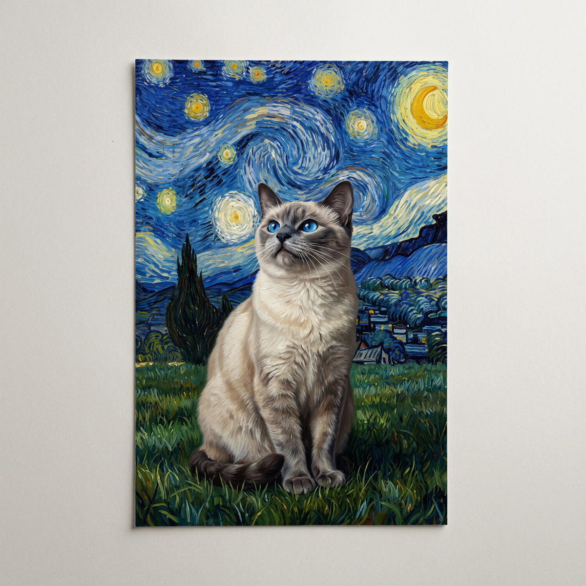 Katteportræt i Van Gogh-stil efter dit foto - plakat