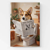 Hundeportræt på toilettet efter dit foto - lærred