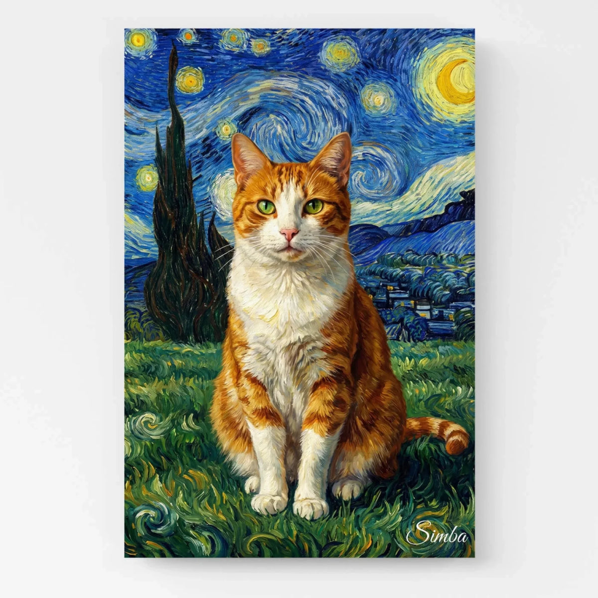 Katteportræt i Van Gogh-stil efter dit foto - lærred